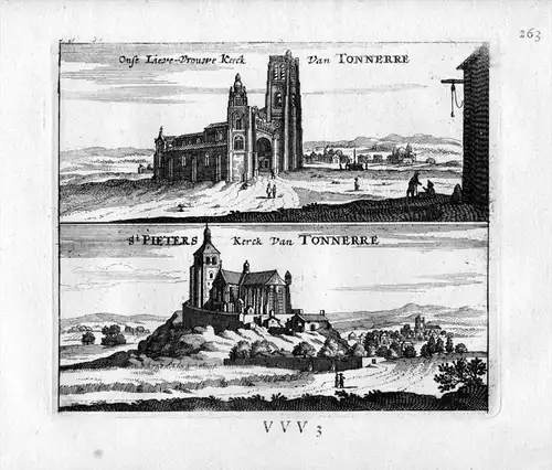 Tonnerre Eglise Saint Pierre Yonne Frankreich France gravure estampe Kupferstich