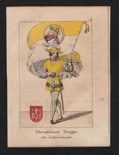 Zirkelschmied Schmied Fahnenträger Original Lithographie lithography
