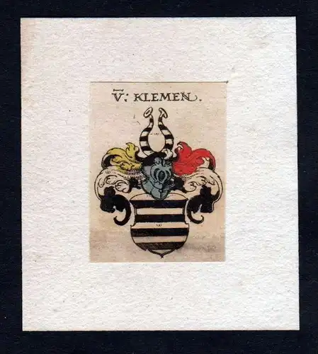 h. Klemen Wappen coat of arms heraldry Heraldik  Kupferstich