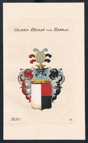 Grafen Hrzan von Harras Wappen Kupferstich Genealogie Heraldik crest