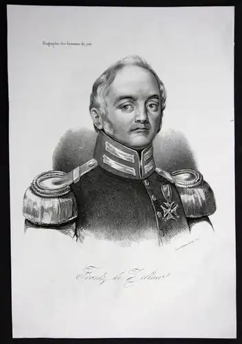 Frantz von Zellner Offizier General Frankreich Lithographie Portrait