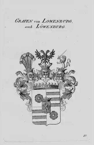 Lowenburg Wappen Adel coat of arms heraldry Heraldik crest Kupferstich