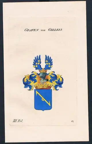 Grafen von Gilleis Wappen Kupferstich Genealogie Heraldik