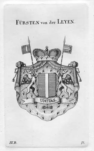 Leyen - Wappen Adel coat of arms heraldry Heraldik Kupferstich