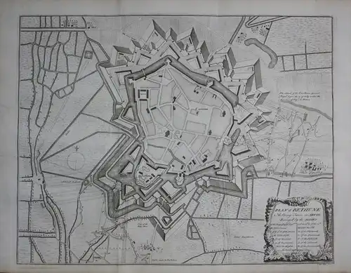 Plan of Bethune A Strong Town in Artois Besieged by the Allies - Bethune / Pas-de-Calais / France plan estampe
