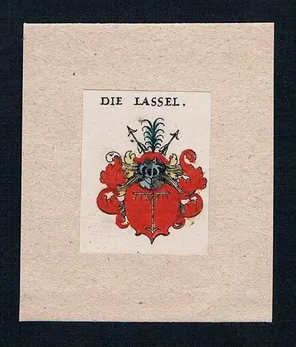 . die Lassel  Wappen coat of arms heraldry Heraldik Kupferstich