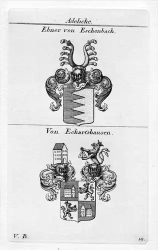 Ebner Eckartshausen - Wappen Adel coat of arms heraldry Heraldik Kupferstich