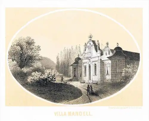Graz Villa Mandell Steiermark Original Lithographie Reichert litho
