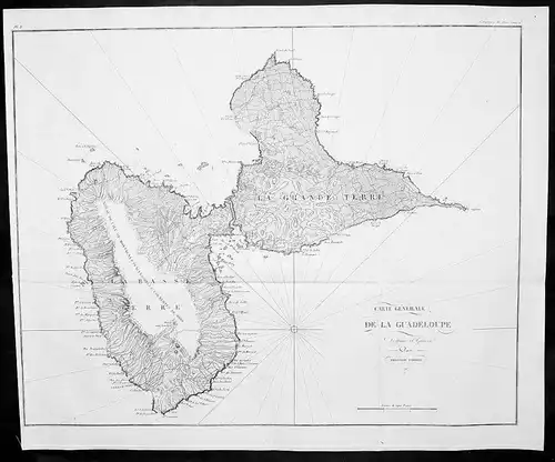 Guadeloupe Lesser Antilles map Karte gravure estampe Kupferstich carte