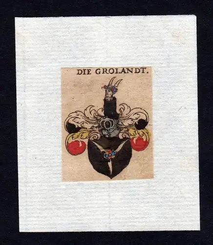h. von Groland Grolandt Wappen coat of arms heraldry Heraldik Kupferstich