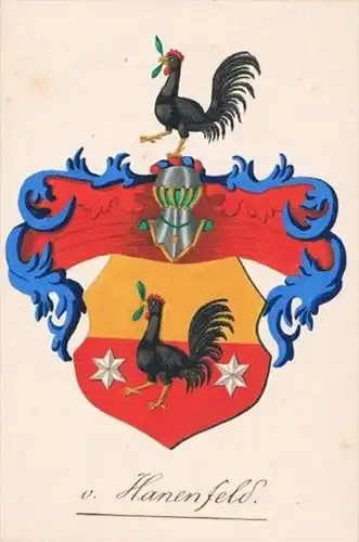 von Hanenfeld Heraldik Wappen Aquarell