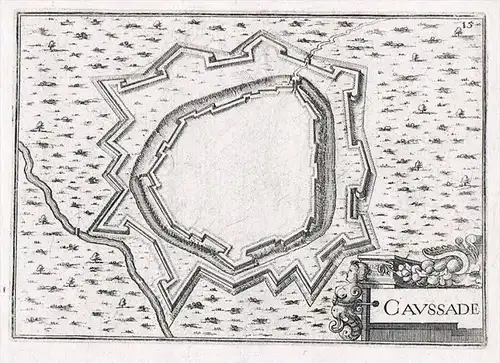 Caussade Tarn-et-Garonne gravure plan Original Kupferstich Tassin