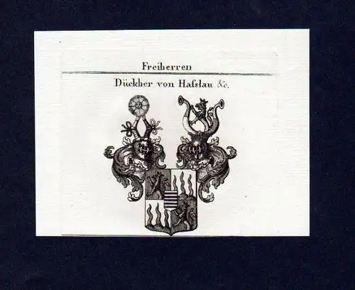 Freiherren Dückher von Hasslau Kupferstich Wappen Heraldik coat of arms