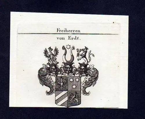 Freiherren von Erdt Original Kupferstich Wappen engraving Heraldik crest