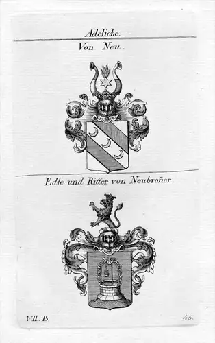 von Neu Neubroner Wappen coat of arms Heraldik heraldry Kupferstich
