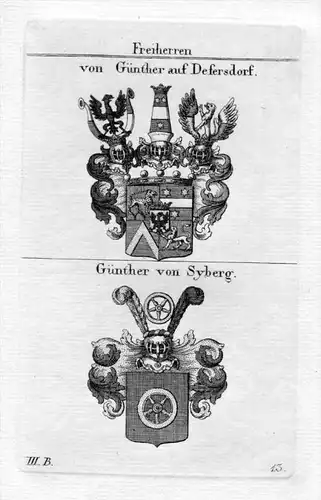 Günther Defersdorf / Syberg / Bayern - Wappen coat of arms Heraldik heraldry Kupferstich