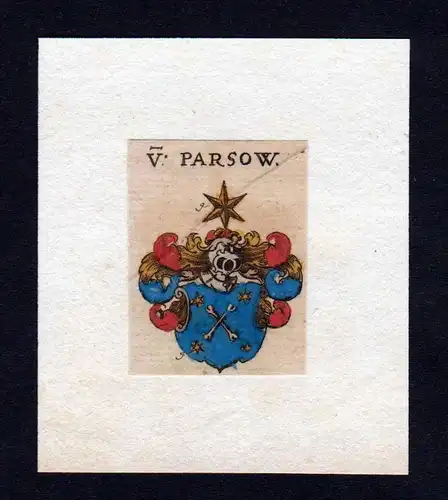 h. von Parsow Wappen Adel coat of arms heraldry Heraldik Kupferstich