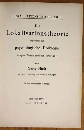 Georg Hirth Die Lokalisationstheorie psychologische Probleme Psychologie