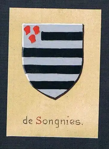 19. / 20. Jh. - de Songnies Blason Aquarelle Wappen coat of arms Heraldik