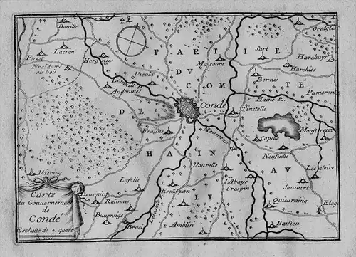 Conde-sur-l'Escaut Vieux Bernissart map carte gravure Beaulieu engraving