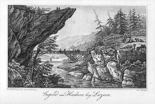 Hudson River Lake Luzerne New Yorkl engraving view map