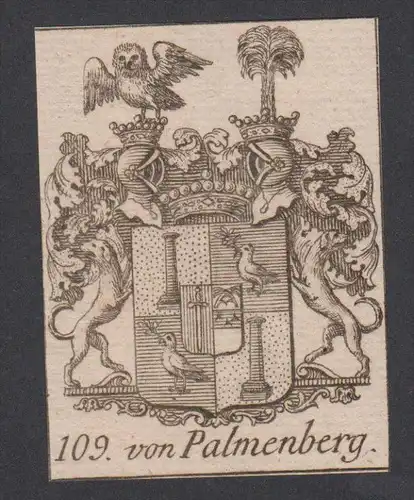 von Palmenberg Wappen vapen coat of arms Genealogie Heraldik Kupferstich