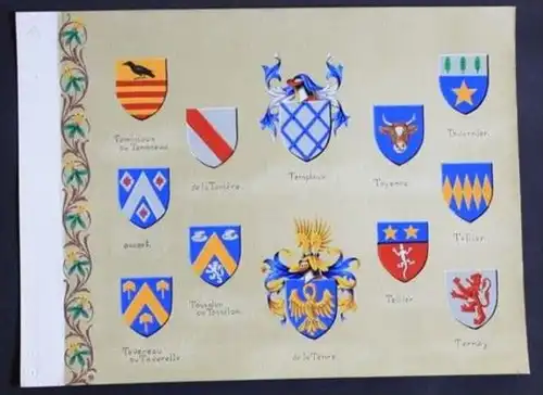 Taniere Tayenne Tavernier Tellier Ternay Tenre Blason Wappen heraldique heraldry