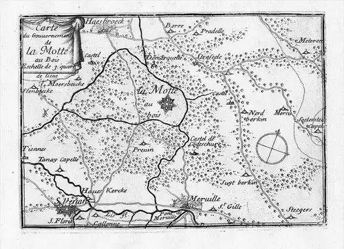 Carte du Gouvernement de la Motte au Bois - La Motte au Bois Saint-Venant gravure Beaulieu engraving Kupfersti