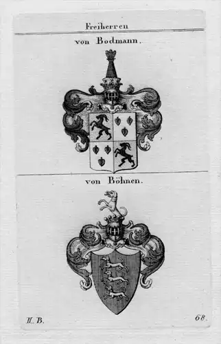 Bodmann Böhnen Wappen Adel coat of arms heraldry Heraldik Kupferstich