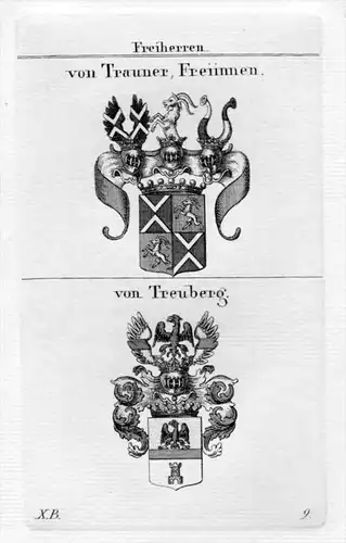 von Trauner Treuberg Wappen Adel coat of arms heraldry Heraldik Kupferstich