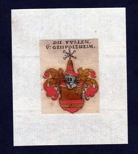 h. Fullen Geispolzheim Wappen coat of arms heraldry Heraldik Kupferstich