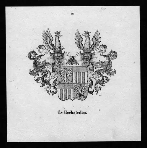von Hochsteden Wappen Adel coat of arms heraldry Heraldik Lithographie