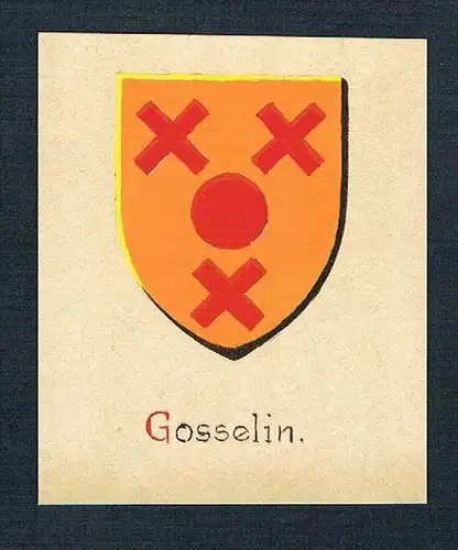 19. / 20. Jh. - Gosselin Blason Aquarelle coat of arms Wappen Heraldik