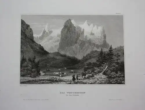 Wetterhorn Kanton Bern Berner Alpen engraving