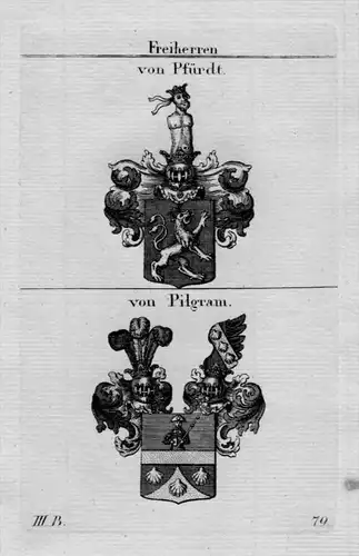 Pfürdt Pilgram Wappen Adel coat of arms herakdry Heraldik Kupferstich
