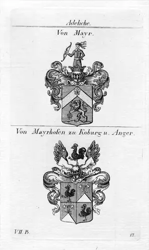 Mayr Mayrhofen Koburg Anger Wappen coat of arms Heraldik heraldry Kupferstich