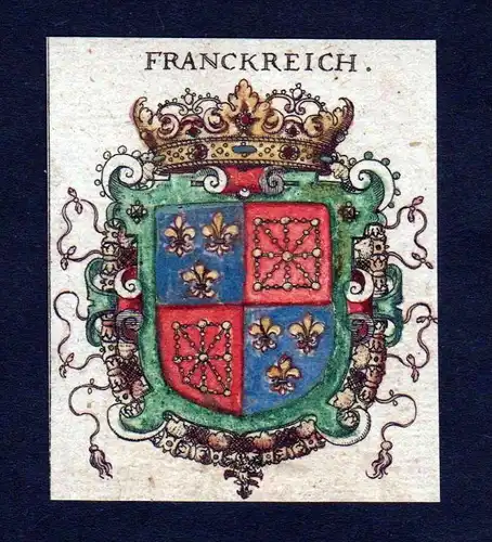 Frankreich France Wappen Adel coat of arms heraldry Heraldik Kupferstich