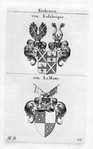Lafabrique LaMotte - Wappen Adel coat of arms heraldry Heraldik Kupferstich