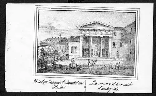 Baden-Baden Antiquitäten-Halle Lithographie lithograph litho