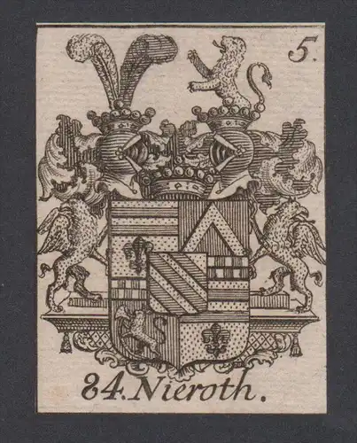 Nieroth Wappen vapen coat of arms Genealogie Heraldik Kupferstich