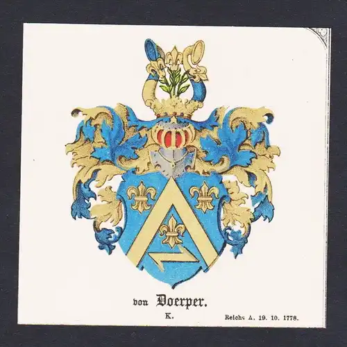 . von Doerper Wappen Heraldik coat of arms heraldry Litho