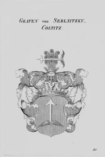 Sedlnitzky Coltitz Wappen Adel coat of arms heraldry Heraldik Kupferstich