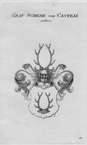 Castell Wappen Adel coat of arms heraldry Heraldik crest Kupferstich
