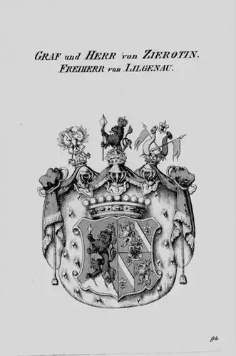 Zierotin Lilgenau Wappen Adel coat of arms heraldry Heraldik Kupferstich