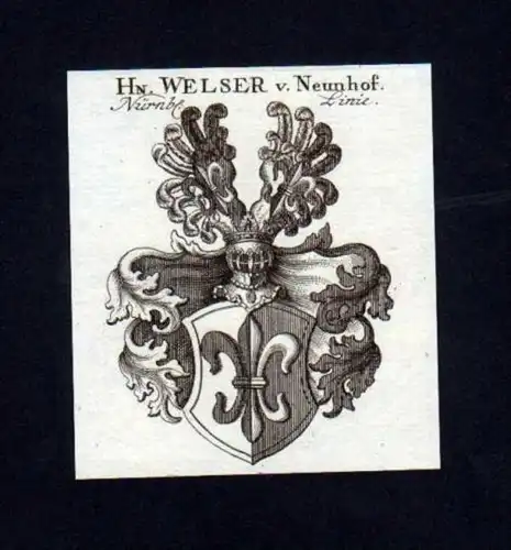 Welser v. Neunhof Heraldik Kupferstich Wappen