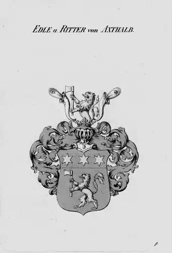 Axthalb Wappen Adel coat of arms heraldry Heraldik crest Kupferstich