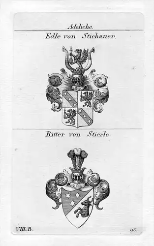 Stichaner / Stierle - Wappen Adel coat of arms heraldry Heraldik Kupferstich