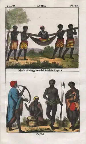 - Angola Kaffir South Africa people costume Lithograph Negro natives