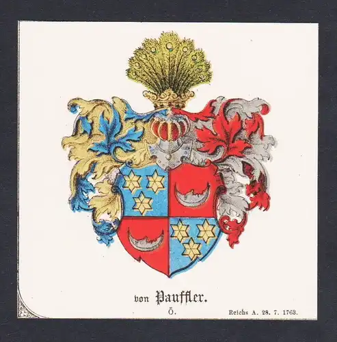 . von Pauffler Wappen Heraldik coat of arms heraldry Chromo Lithographie