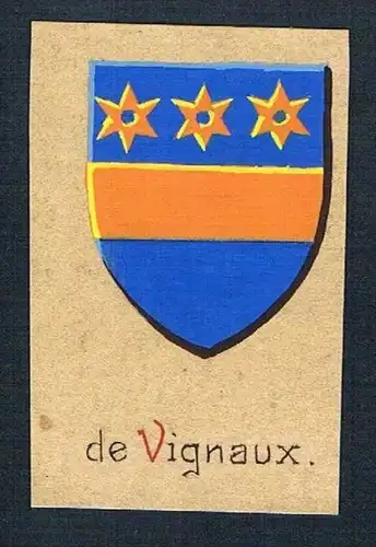 19. / 20. Jh. - de Vignaux Blason Aquarelle Wappen coat of arms Heraldik